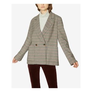 SANCTUARY Womens Black Notched Collar Button-front Plaid Blazer Jacket M